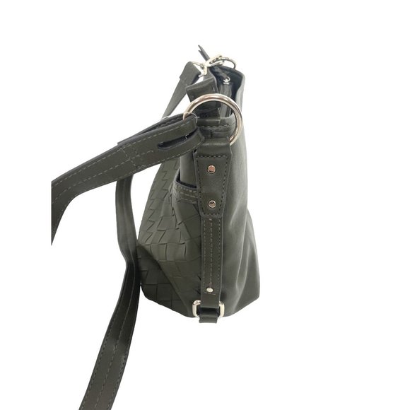 Rosetti Handbag Olive Green Shoulder Strap Silver Metal Hardware Top Zip, Snaps - Picture 5 of 16